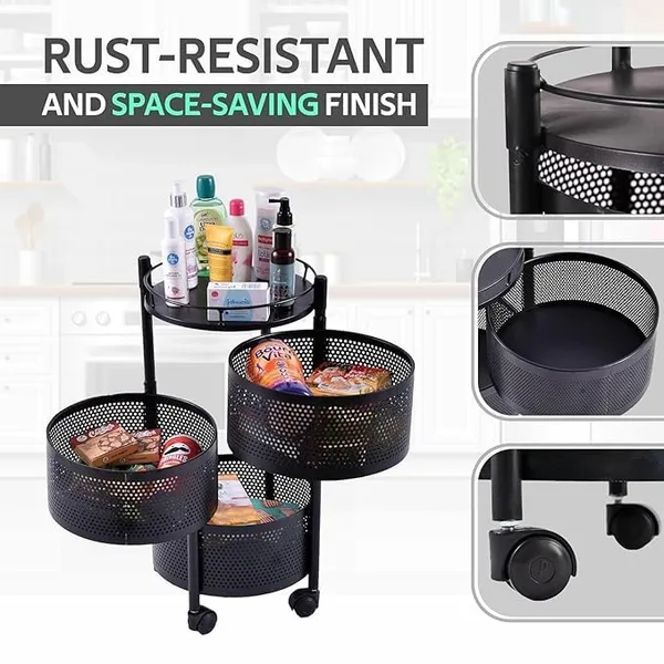 Metal_3-Layer_Round_Mesh_Rolling_Kitchen_Storage_Trolley_Matt_Black