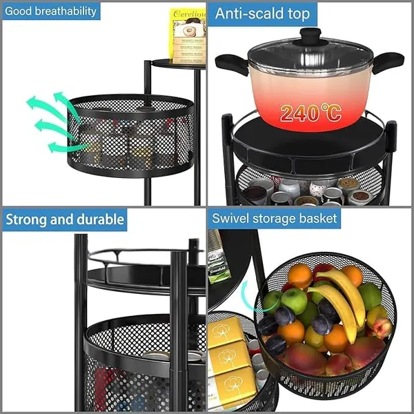 Metal_3-Layer_Round_Mesh_Rolling_Kitchen_Storage_Trolley_Matt_Black