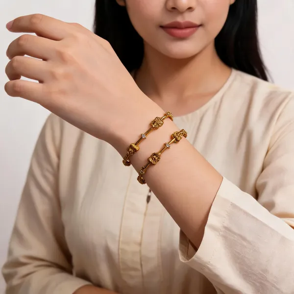 Gold_Plated_Metal_Temple_Style_Stone_Bangles_For_Women