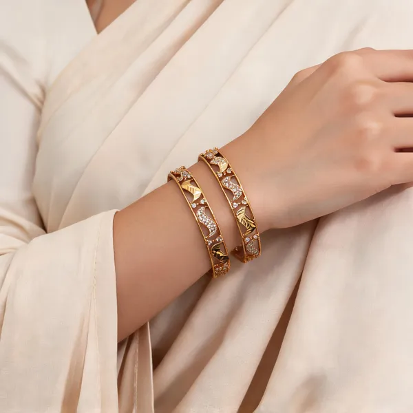 Gold_Plated_Metal_White_Stone_Designer_Bangles_For_Women