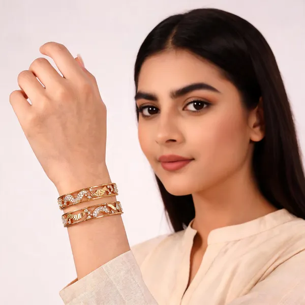 Gold_Plated_Metal_White_Stone_Designer_Bangles_For_Women