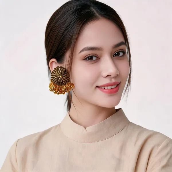 Gold_Plated_Oxidised_Beaded_Dangler_Stud_Earrings_For_Women