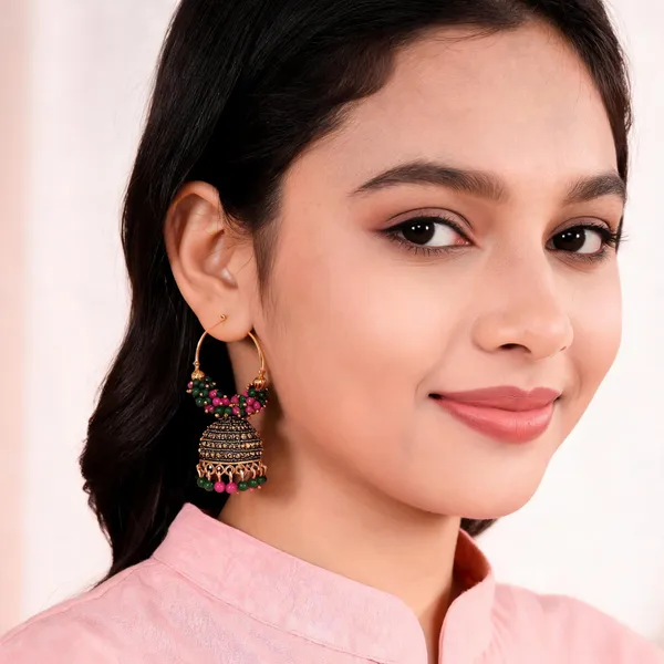 Multicolor_Bead_Metal_Ring_Jhumka_Earrings_For_Women