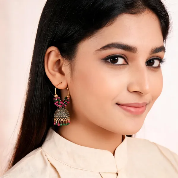 Multicolor_Bead_Metal_Ring_Jhumka_Earrings_For_Women