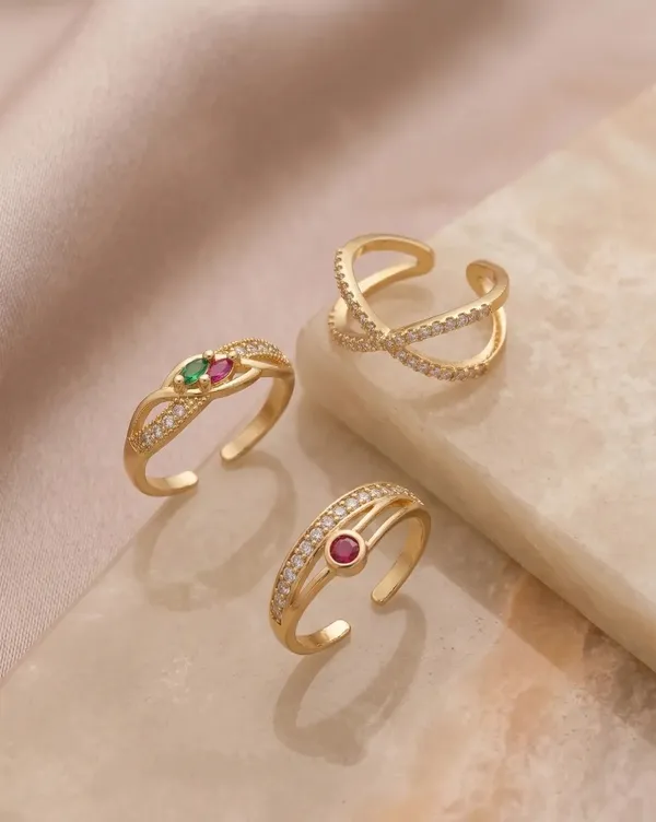 Gold_Brass_Adjustable_Open_Band_Ring_Set_For_Women