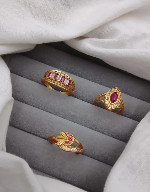 Gold_Brass_Alloy_Pink_Stone_Gemstone_Ring_Set_For_Women