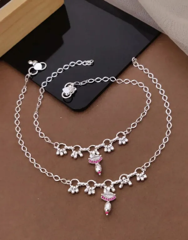 Silver_Brass_Pink_Floral_Charm_Necklace_Set_For_Women