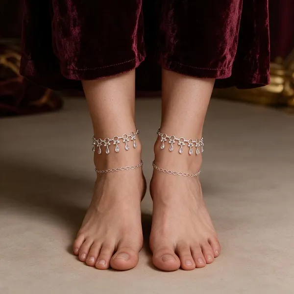 Silver_Tone_Charm_Chain_Anklet_Pair_For_Women