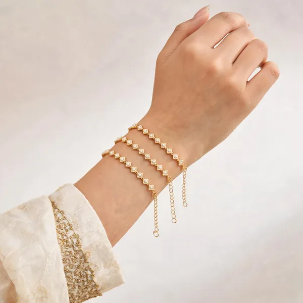 Gold_Brass_Floral_Pearl_Pink_Stone_Chain_Bracelet_Set_For_Women