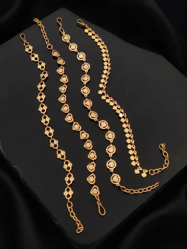 Gold_Brass_Floral_Charm_Bracelet_Set_For_Women