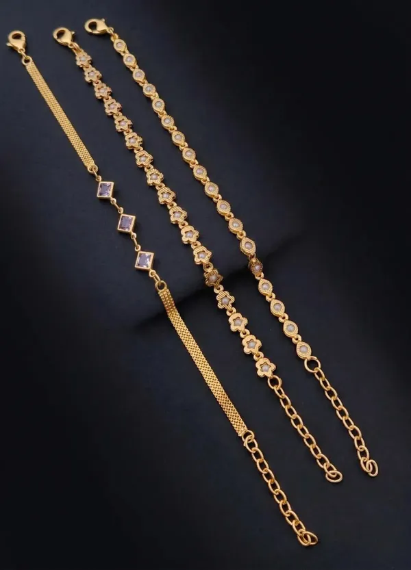 Gold_Brass_Alloy_Purple_Stone_Floral_Bracelet_Set_For_Women