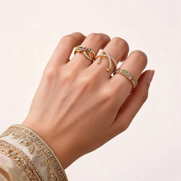 Gold_Brass_Multicolour_Stone_Adjustable_Ring_Set_For_Women