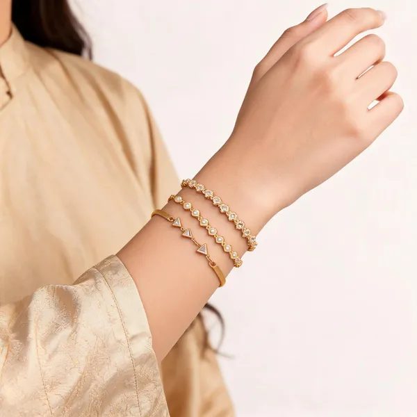 Gold_Brass_Crystal_Link_Bracelet_Set_For_Women