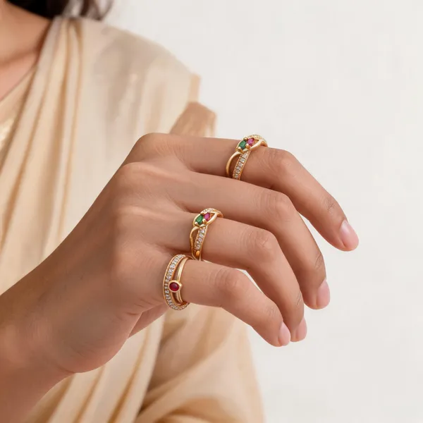 Gold_Brass_Adjustable_Open_Band_Ring_Set_For_Women