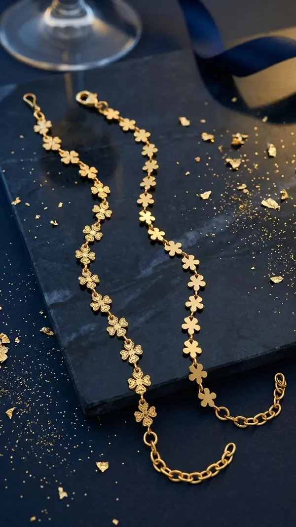 Gold_Brass_Floral_Link_Chain_Necklace_For_Women