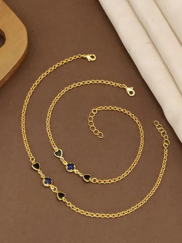 Gold_Brass_Heart_Blue_Floral_Stone_Necklace_Bracelet_Anklet_Set_For_Women