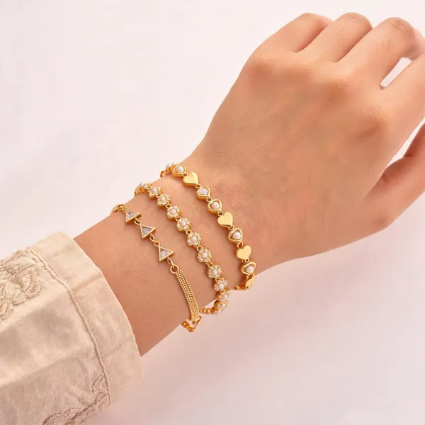 Gold_Brass_Mesh_Floral_Geometric_Chain_Bracelet_Set_For_Women