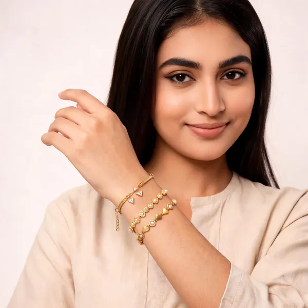 Gold_Brass_Mesh_Floral_Geometric_Chain_Bracelet_Set_For_Women