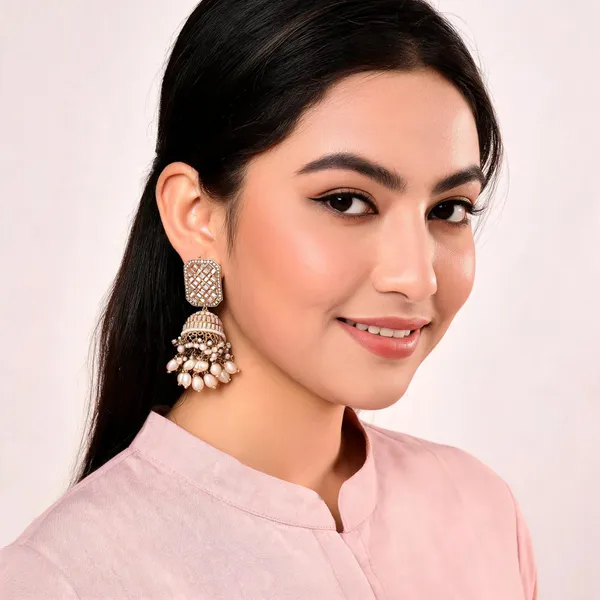Gold_Brass_Pearl_Lattice_Jhumka_Earrings_For_Women
