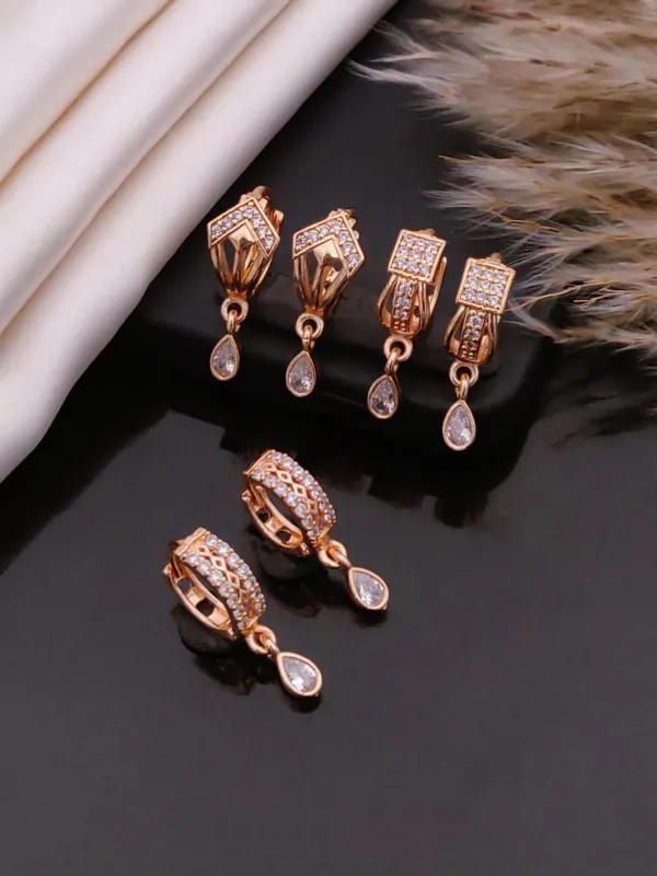 Rose_Gold_Stone_Studded_Rectangular_Hoop_Drop_Earrings_For_Women