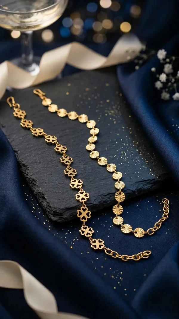 Gold_Brass_Alloy_Floral_Link_Necklace_Set_For_Women