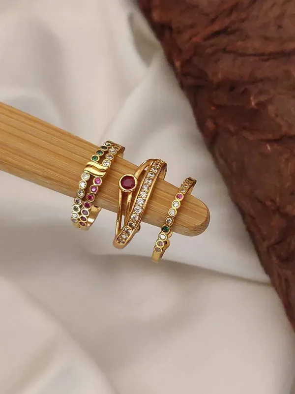 Gold_Tone_Multicolour_Stone_Ring_Set_For_Women