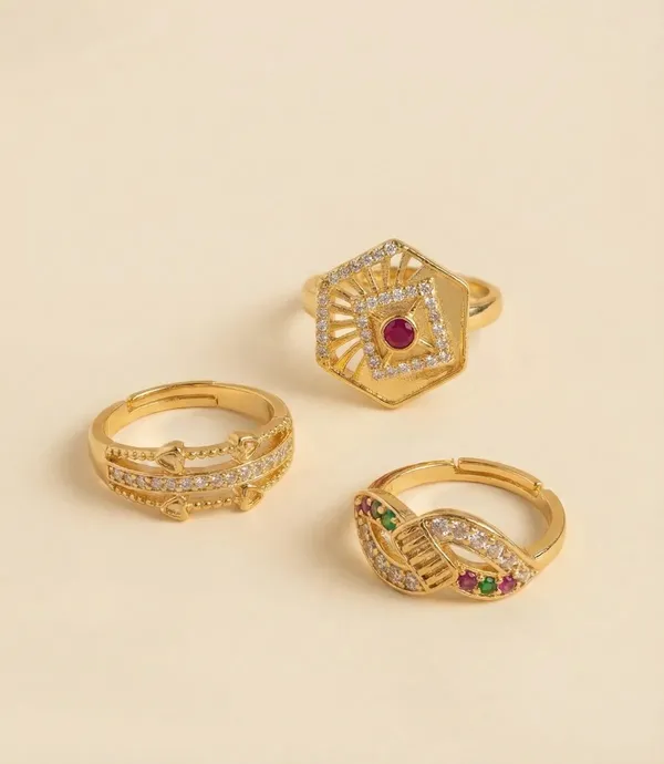 Gold_Brass_Stone_Studded_Geometric_Ring_Set_For_Women