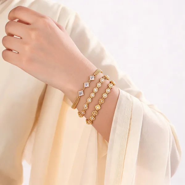 Gold_Brass_Mesh_Stone_Link_Bracelet_Set_For_Women