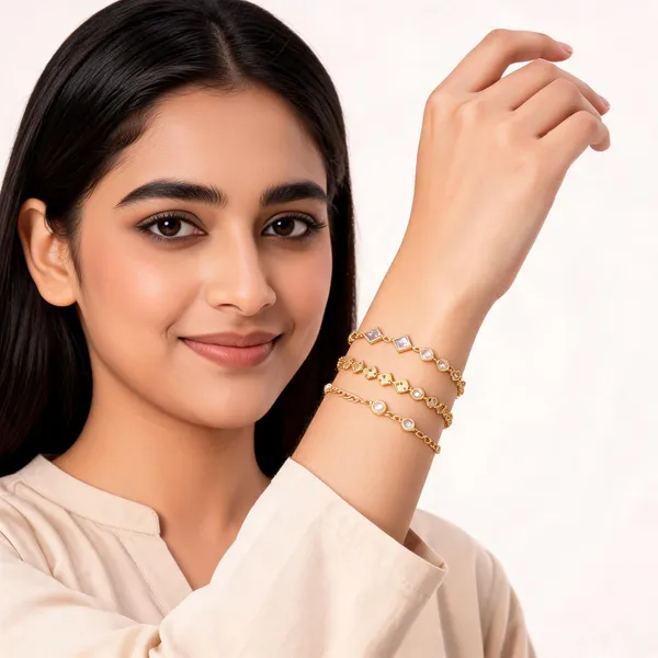 Gold_Brass_Mesh_Stone_Link_Bracelet_Set_For_Women