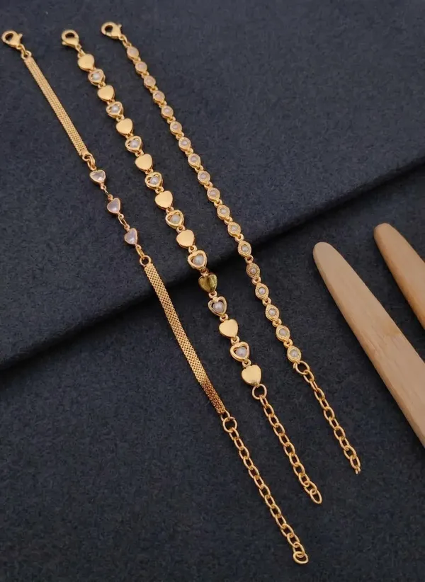 Gold_Brass_Gold-Plated_Mesh_Circular_Link_Chain_Bracelet_Set_For_Women