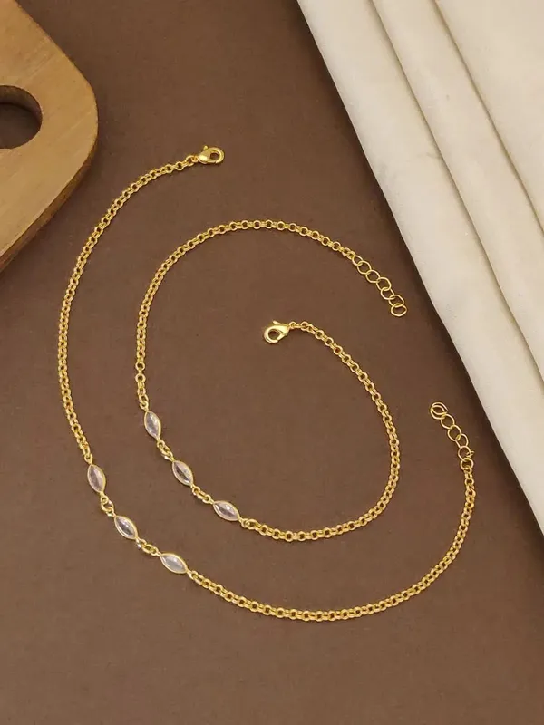 Gold_Brass_Alloy_Layered_Marquise_Chain_Anklet_For_Women