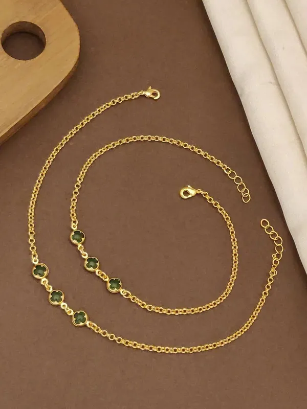 Gold_Brass_Green_Stone_Necklace_Bracelet_Set_For_Women