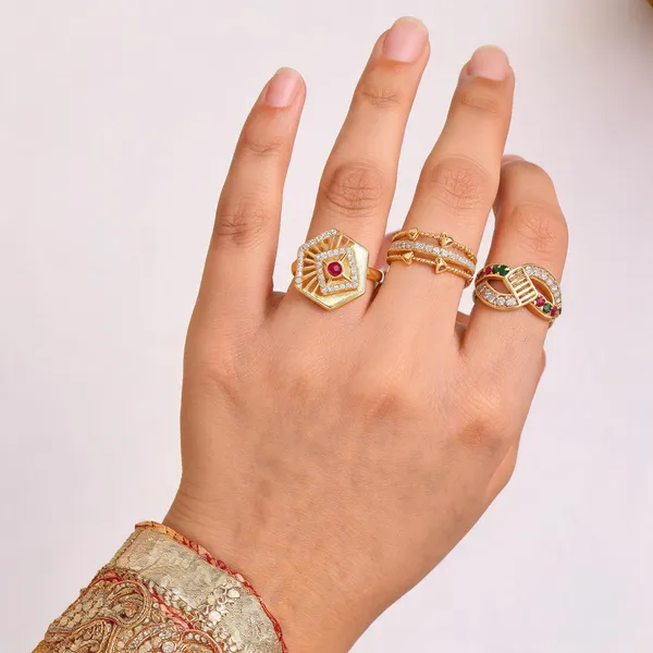 Gold_Brass_Stone_Studded_Geometric_Ring_Set_For_Women