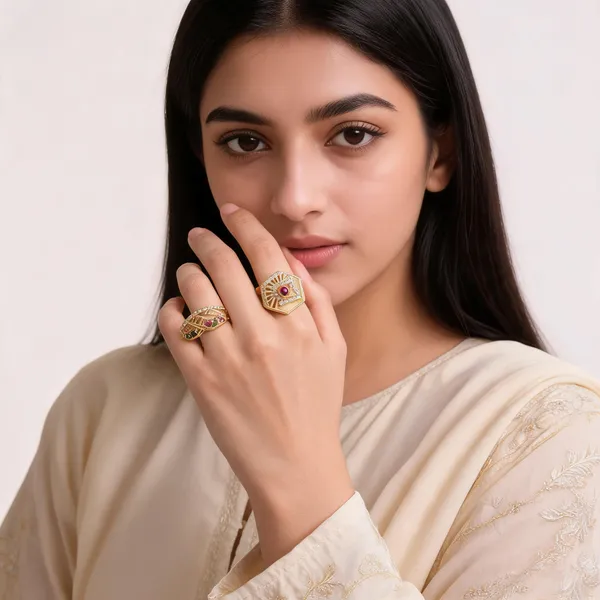 Gold_Brass_Stone_Studded_Geometric_Ring_Set_For_Women