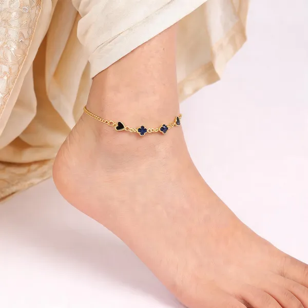 Gold_Brass_Heart_Blue_Floral_Stone_Anklet_Set_For_Women