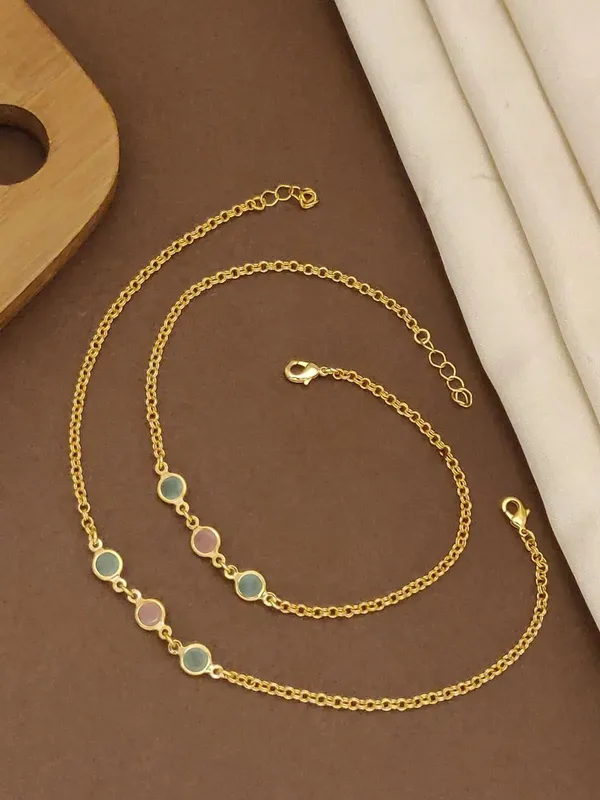 Gold_Brass_Pastel_Stone_Chain_Necklace_Bracelet_Set_For_Women