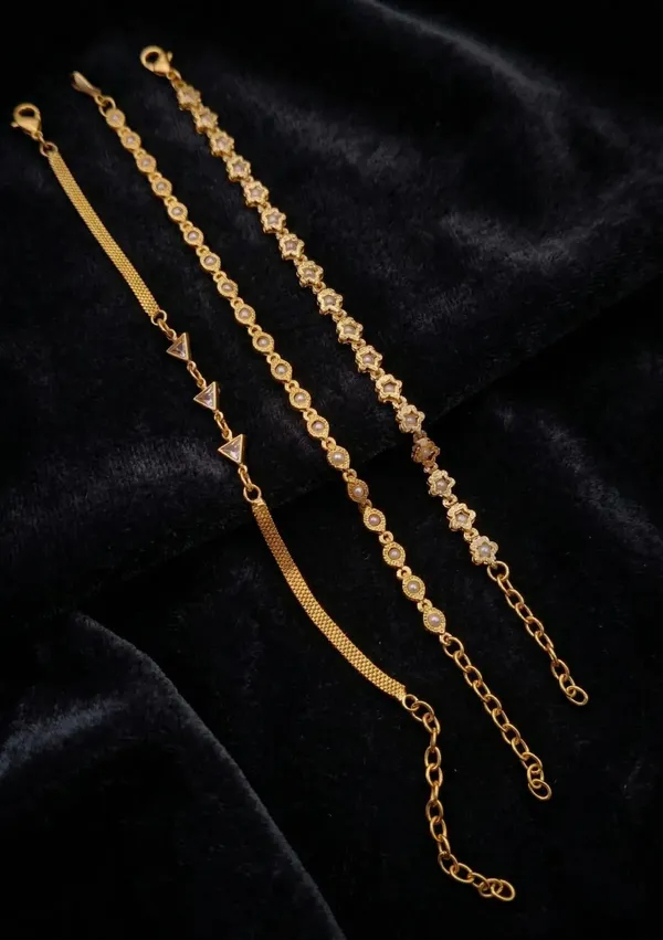 Gold_Brass_Crystal_Link_Bracelet_Set_For_Women