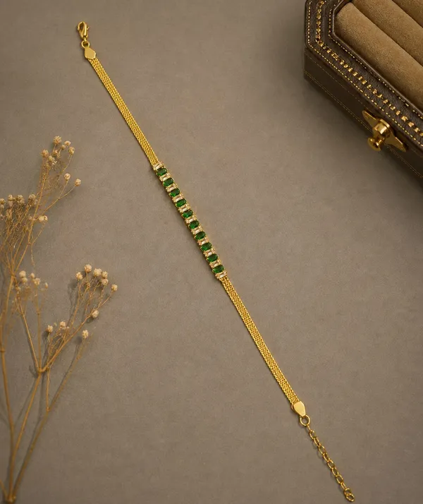 Designer_American_Diamond_&_Green_Crystal_Gold-Plated_Bracelet_for_Girls_and_Women