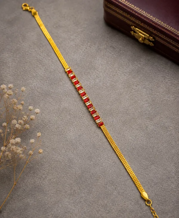 Designer_American_Diamond_&_Red_Crystal_Gold-Plated_Bracelet_for_Girls_and_Women