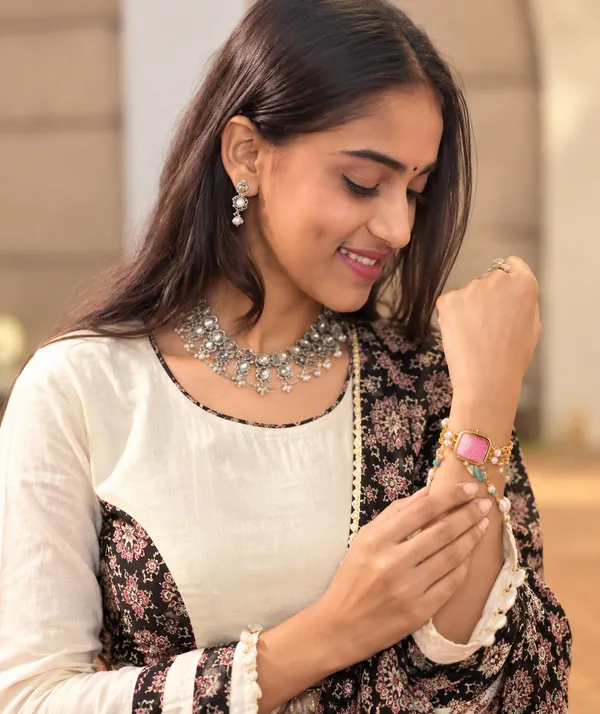 Designer_Charm_Bracelet_Watch_with_Pink_Dial_and_Pearl-Accented_Chain_for_Girls_and_Women