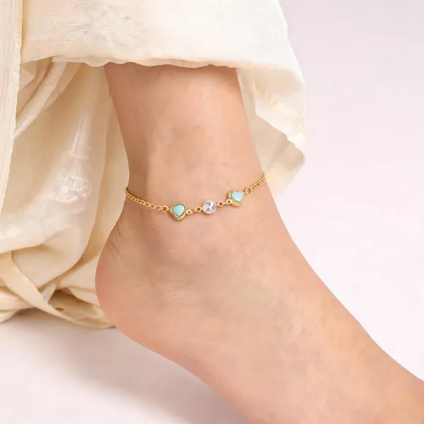 Gold_Brass_Heart_Blue_Stone_Anklet_Set_For_Women