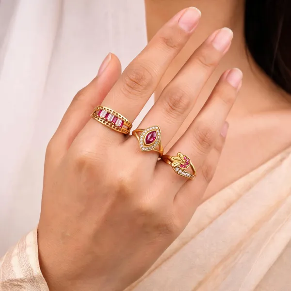 Gold_Brass_Alloy_Pink_Stone_Gemstone_Ring_Set_For_Women