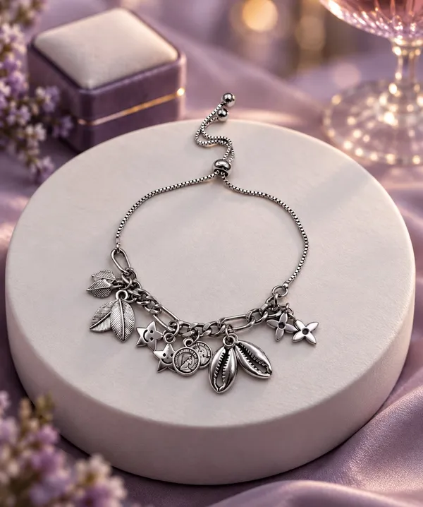 Elegant_Silver_Charm_Bracelet_–_Leaf_&_Floral_Collection