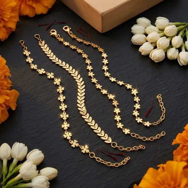 Gold_Brass_Alloy_Floral_Leaf_Waist_Chain_Set_For_Women