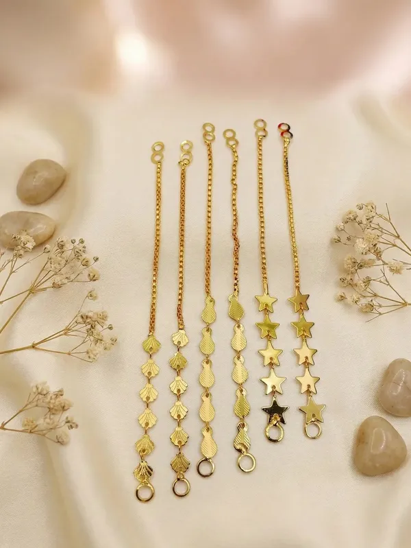Gold_Tone_Shell_And_Star_Charm_Chain_Earrings_Set_For_Women