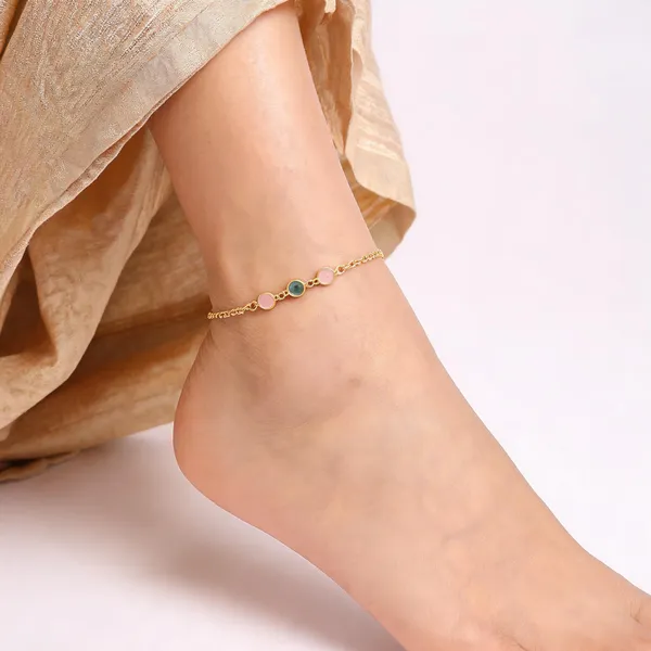 Gold_Brass_Pastel_Beaded_Anklet_For_Women