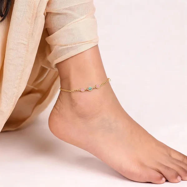 Gold_Brass_Pastel_Beaded_Anklet_For_Women