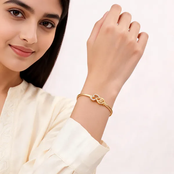 Gold_Brass_Alloy_Floral_Charm_Open_Cuff_Bracelet_For_Women