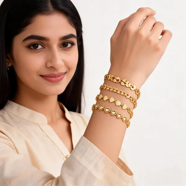 Gold_Brass_Alloy_Heart_Floral_Butterfly_Chain_Bracelet_Set_For_Women
