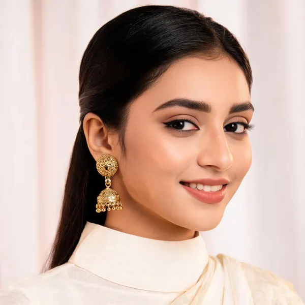 Gold_Brass_Traditional_Jhumka_Filigree_Earrings_Set_For_Women